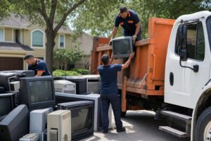 E-waste recycling Houston: old TVs and computers loaded for recycling